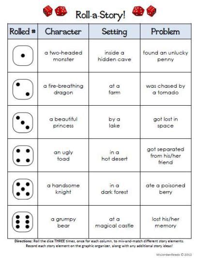 roll a story free printable.